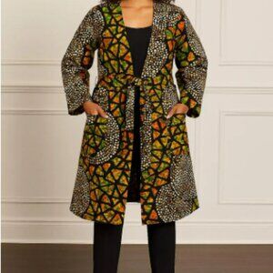 Kimono with Matching Head Scarf & Waist Belt – One Size S-L, Pockets,